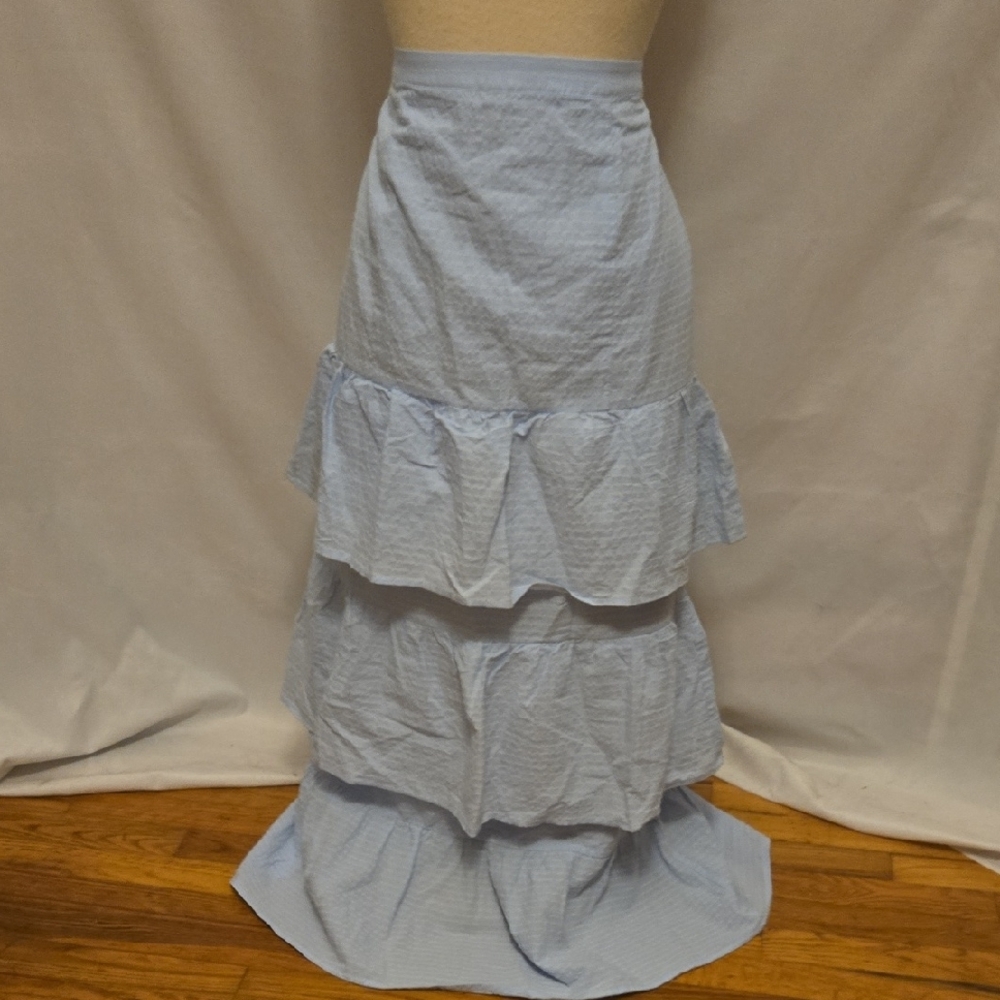 Capulet Blue Tiered Maxi Skirt for Casual Resort Wear